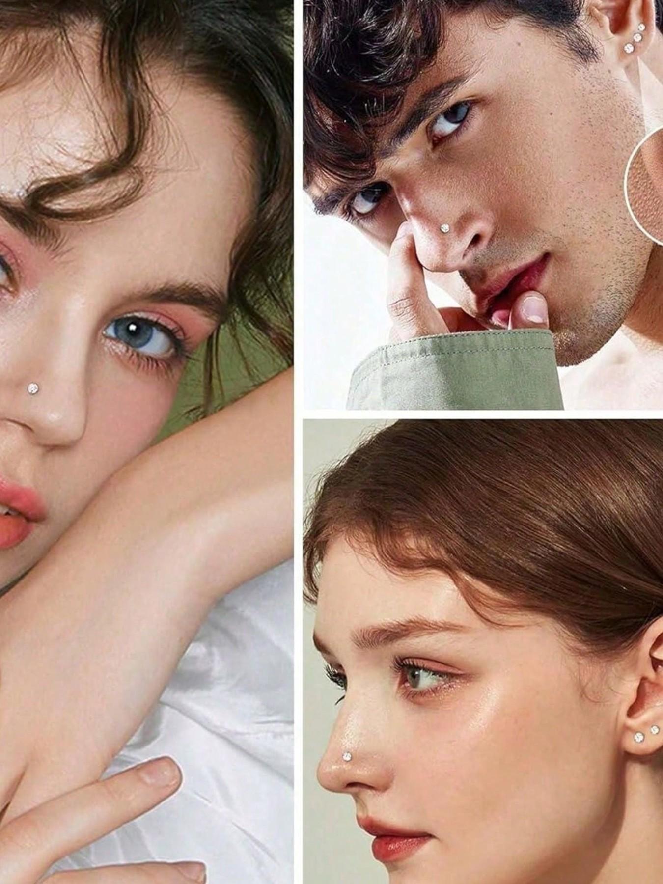 16-Piece Punk Body Piercing Set, Stainless Steel Hypoallergenic Crystal Jewelry, Unisex Daily Wear, Perfect Gift for Holidays