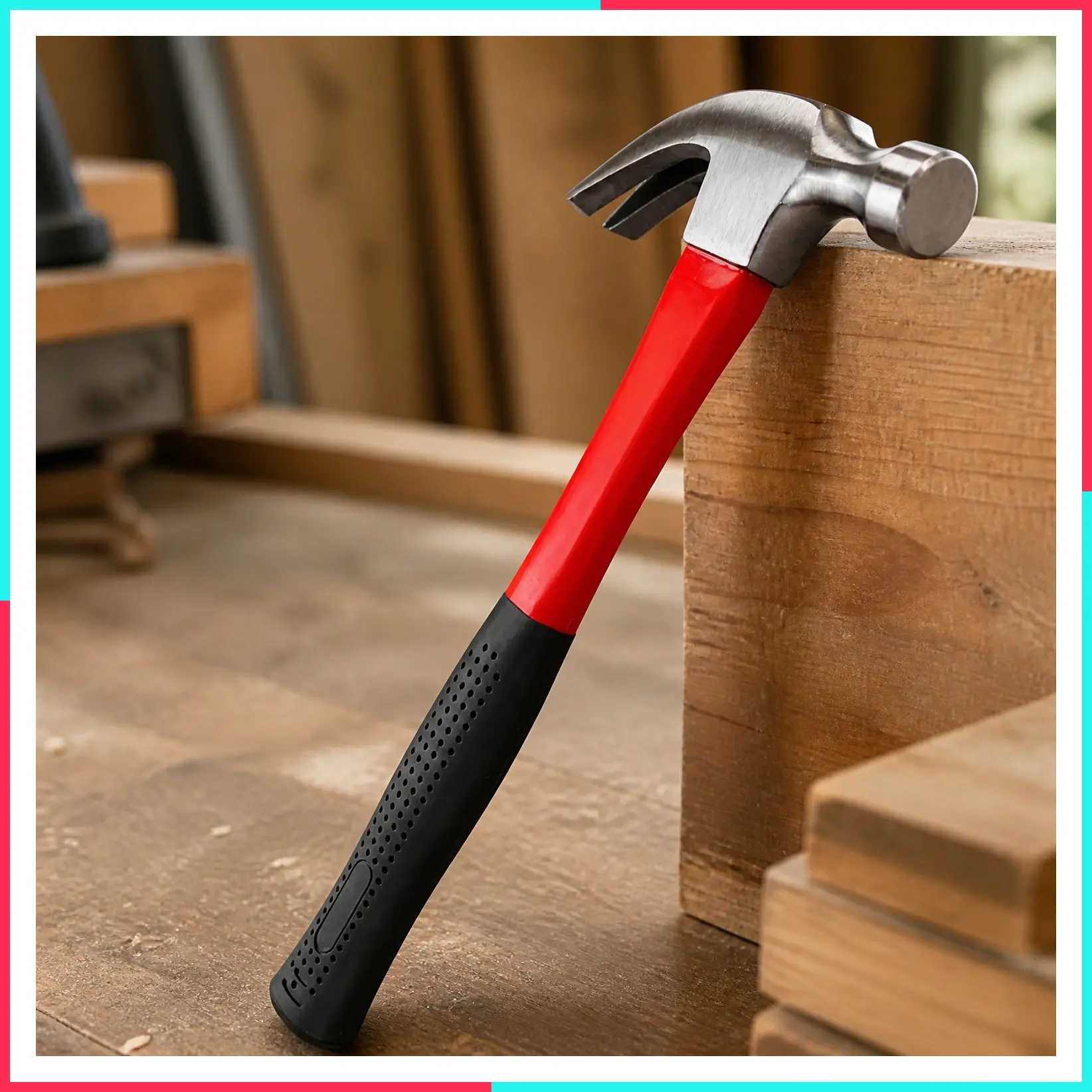 Claw Hammer with Fiberglass Handle – 16 oz, Red and Black