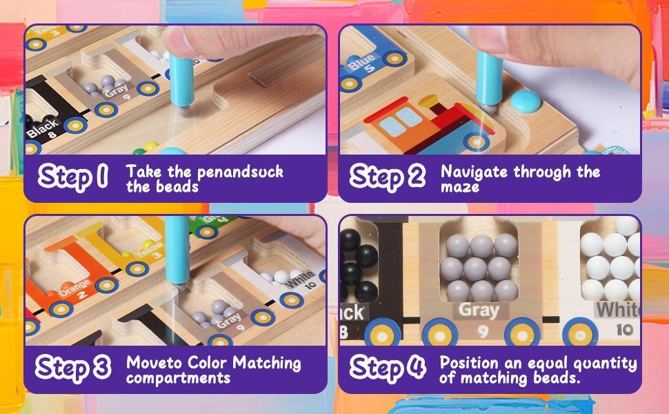Magnetic Color and Number Maze, Montessori Toys for 3 4 5 Year Old ...
