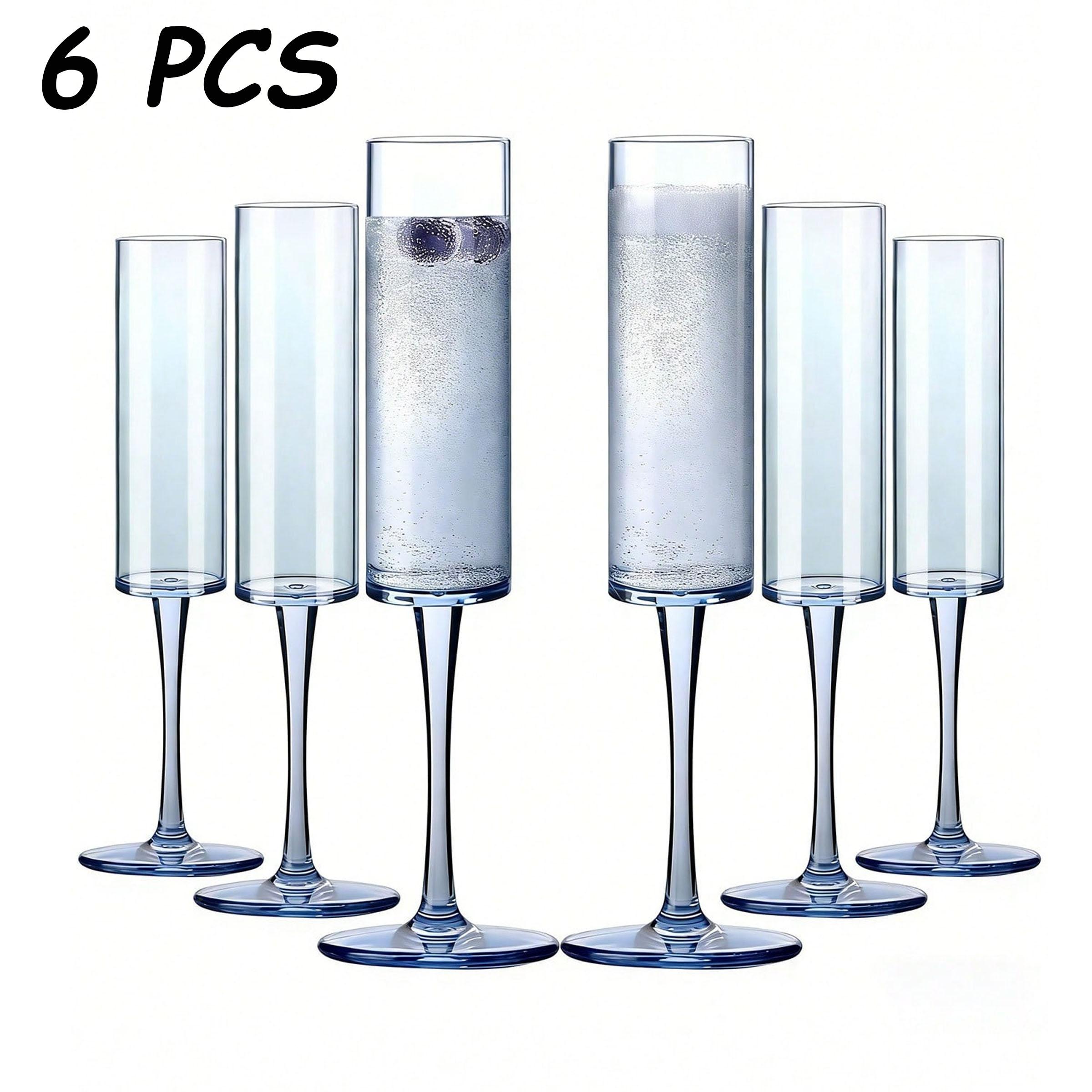 3/6 Pack Shatterproof Acrylic Champagne Glasses, 5.5oz Reusable Highball Cups, Transparent Martini Glasses, Perfect for Cocktails and Desserts