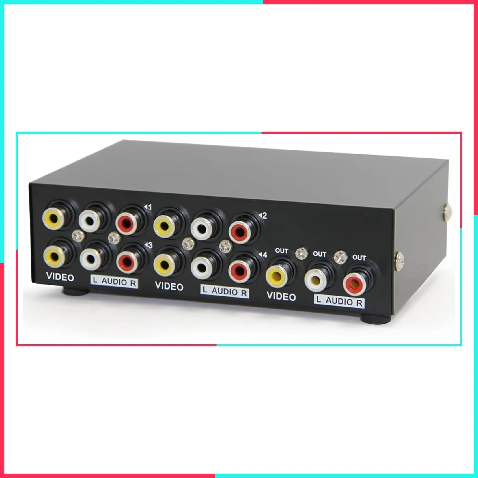 4-Way AV Switch RCA Switcher 4 in 1 Out Composite Video L/R Stereo Audio Selector Box for DVD STB Game Consoles