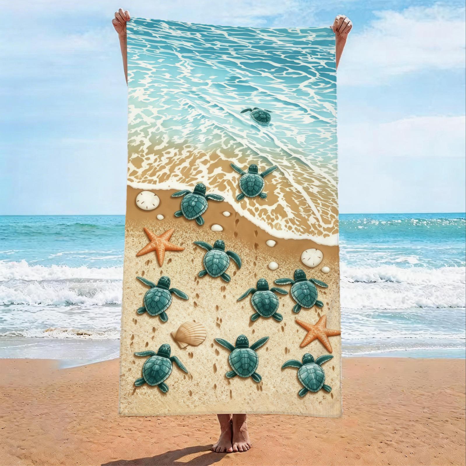 Turtle Pattern Beach Towel, Suitable For Children And Adults For Outdoor, Beach And Travel, Trendy Home And Beach Essentials