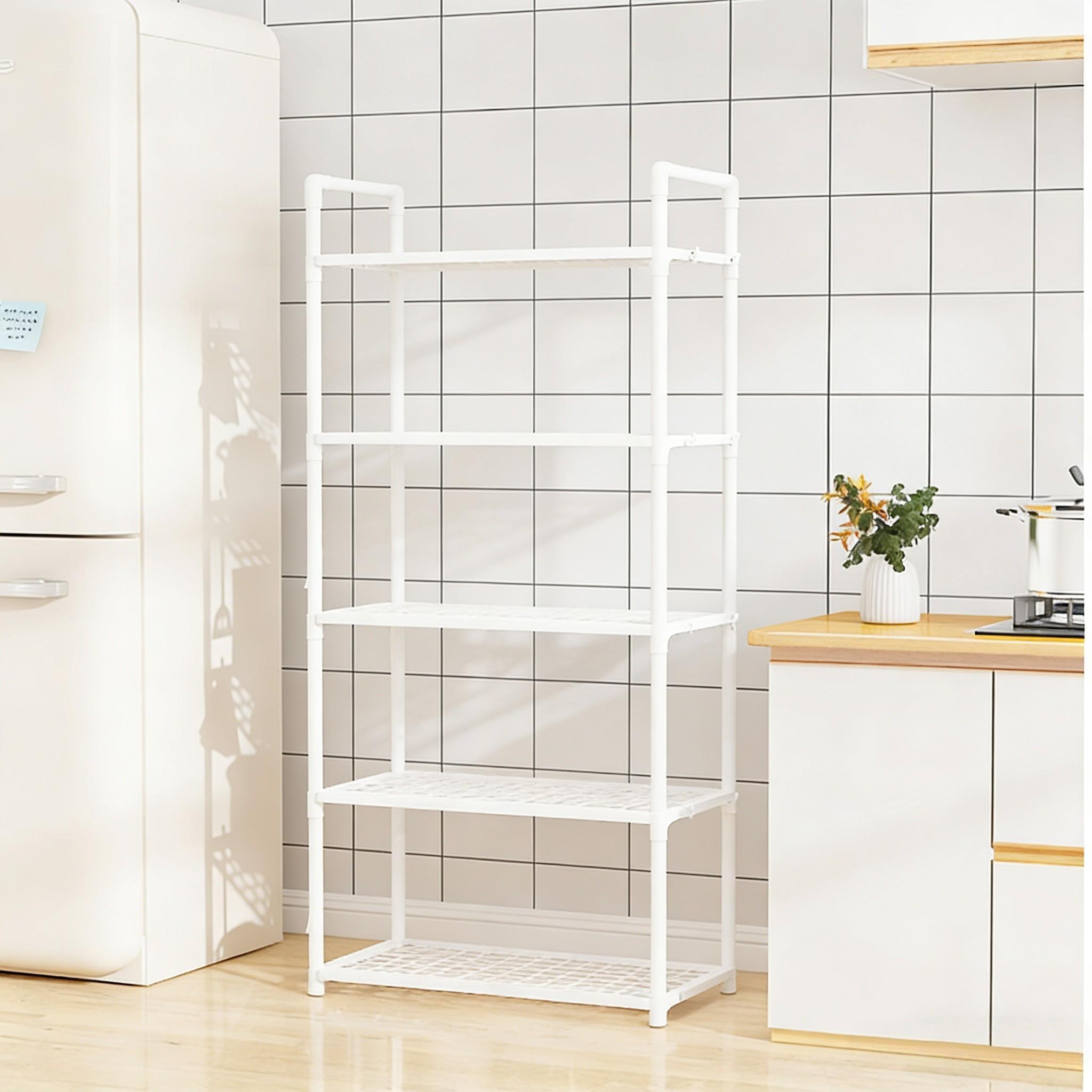 Kitchen Floor Storage Rack, 4/5 Layers Optional, Multi-Functional Home Organizer, Microwave Rice Cooker Small Appliances Shelf, Dorm Room Office Storage