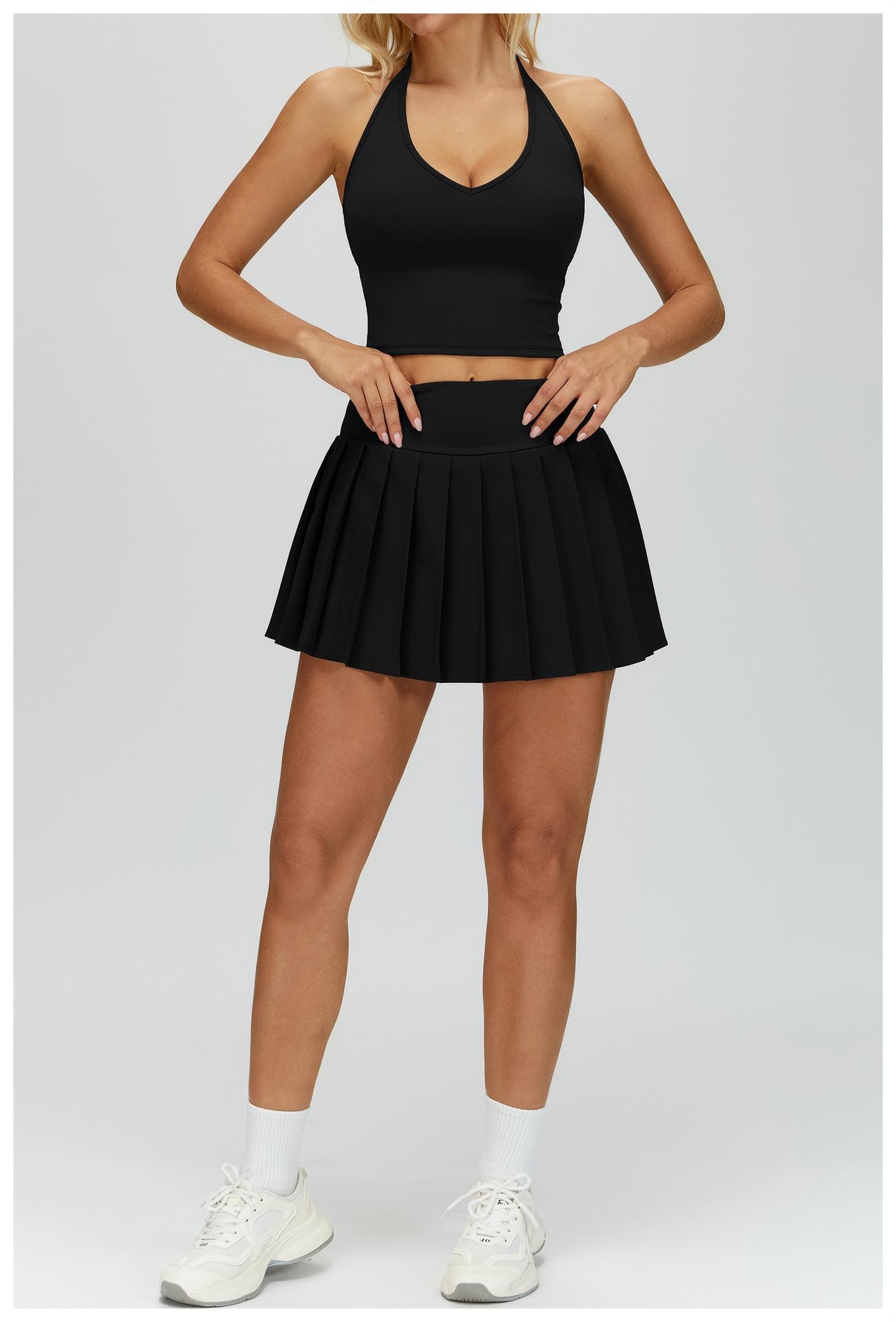 Dopamine yoga outfit for women, summer slim-fit pleated fitness wear, comfortable and lightweight yoga set