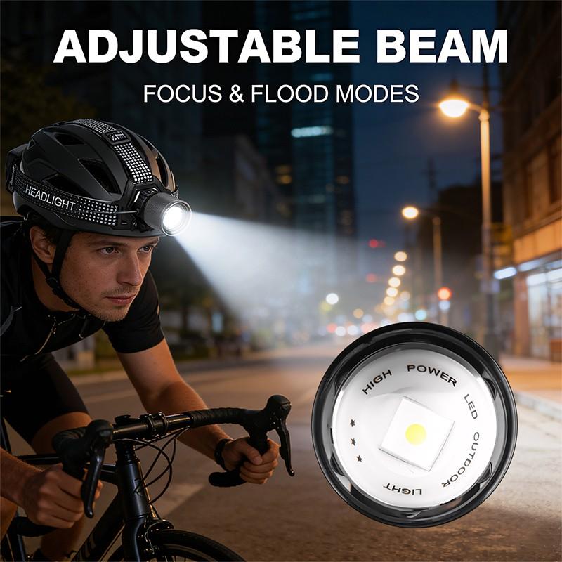 1PC LED Headlamp Rechargeable, Super Bright Head Lamp ,High Lumen with 8  Modes, Zoomable, IPX4 Waterproof ,90° Adjustable & Zoomable Headlamps for Adults Camping Hiking Fishing