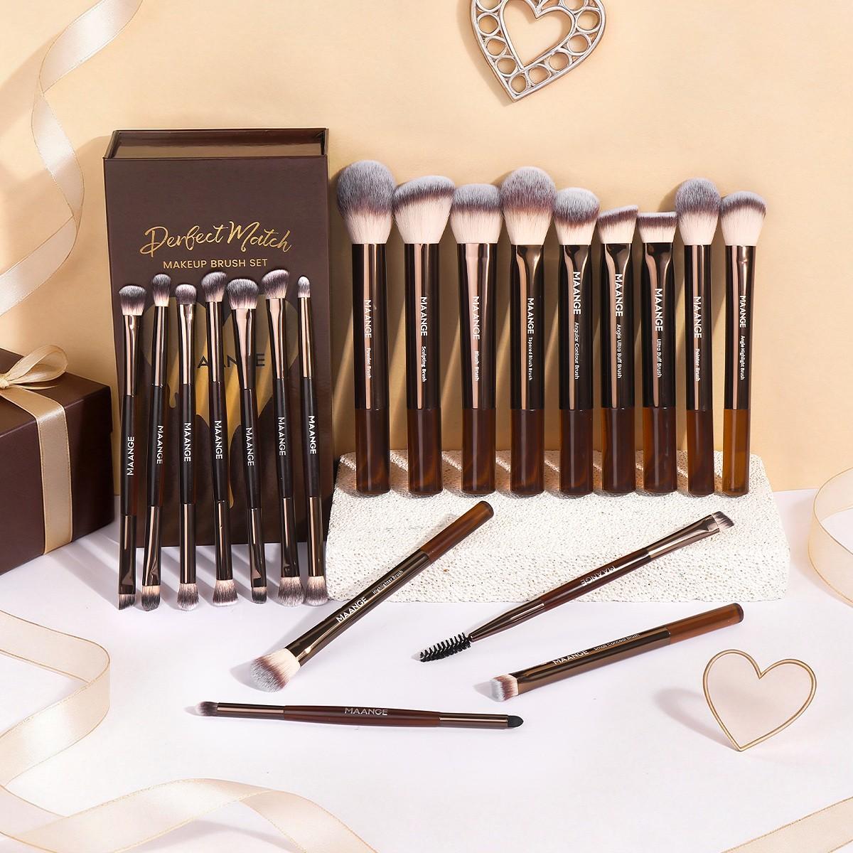 Maange 20-Piece Professional Makeup Brush Set Gift Box, Foundation Brush, Blush Brush, Powder Brush, Eyeshadow Brush, Mascara Brush