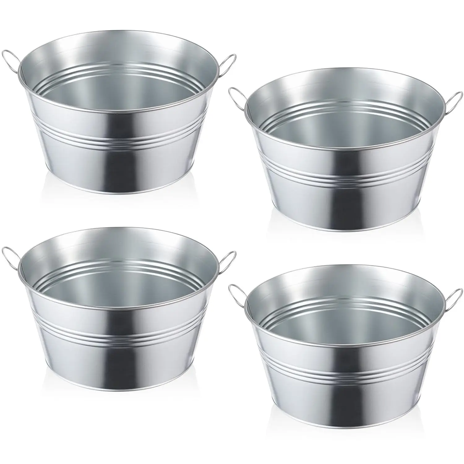 4 Pcs 1 Gallon Galvanized Metal Buckets with Handles, Small Rustic Decorative Pails for Party Centerpieces, Beverage Tub, Flower Pots, Gift Baskets, Farmhouse Indoor Outdoor Use