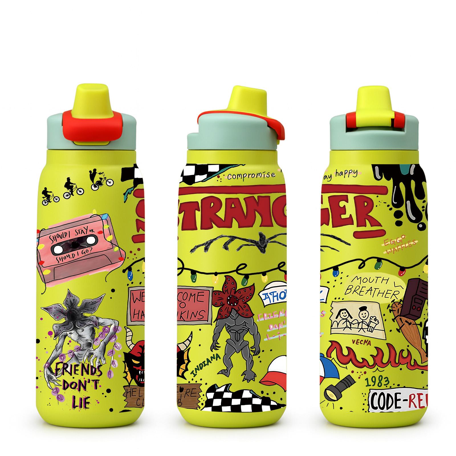 1 Pc 28oz Insulated Mug, Stranger Things Theme Vacuum Cup, Double Wall Thermal Mug, Leak Proof Skinny Insulat Cup, Keeps Hot 12 Hours Cold 24 Hours, Stainless Steel for Hot Cold Drinks, Vacuum Insulated Flask, Drinkware