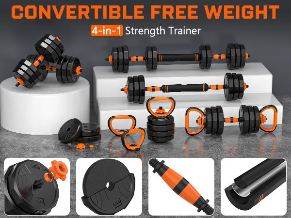 Bearbro 44lb/66lb/88lb 4-in-1 Adjustable Dumbbells Set Free Weight Set with Connector Used as Barbell, Kettlebells, Push up Stand, Fitness Exercises for Home Gym Suitable Men/Women,dealsforyoudays