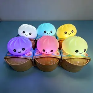 2026 Aesthetic LED Glowing Bun: Bubble Spitting Squeeze Toy, Realistic Food Decor & Sensory Gel Stress Ball for Adults/Kids