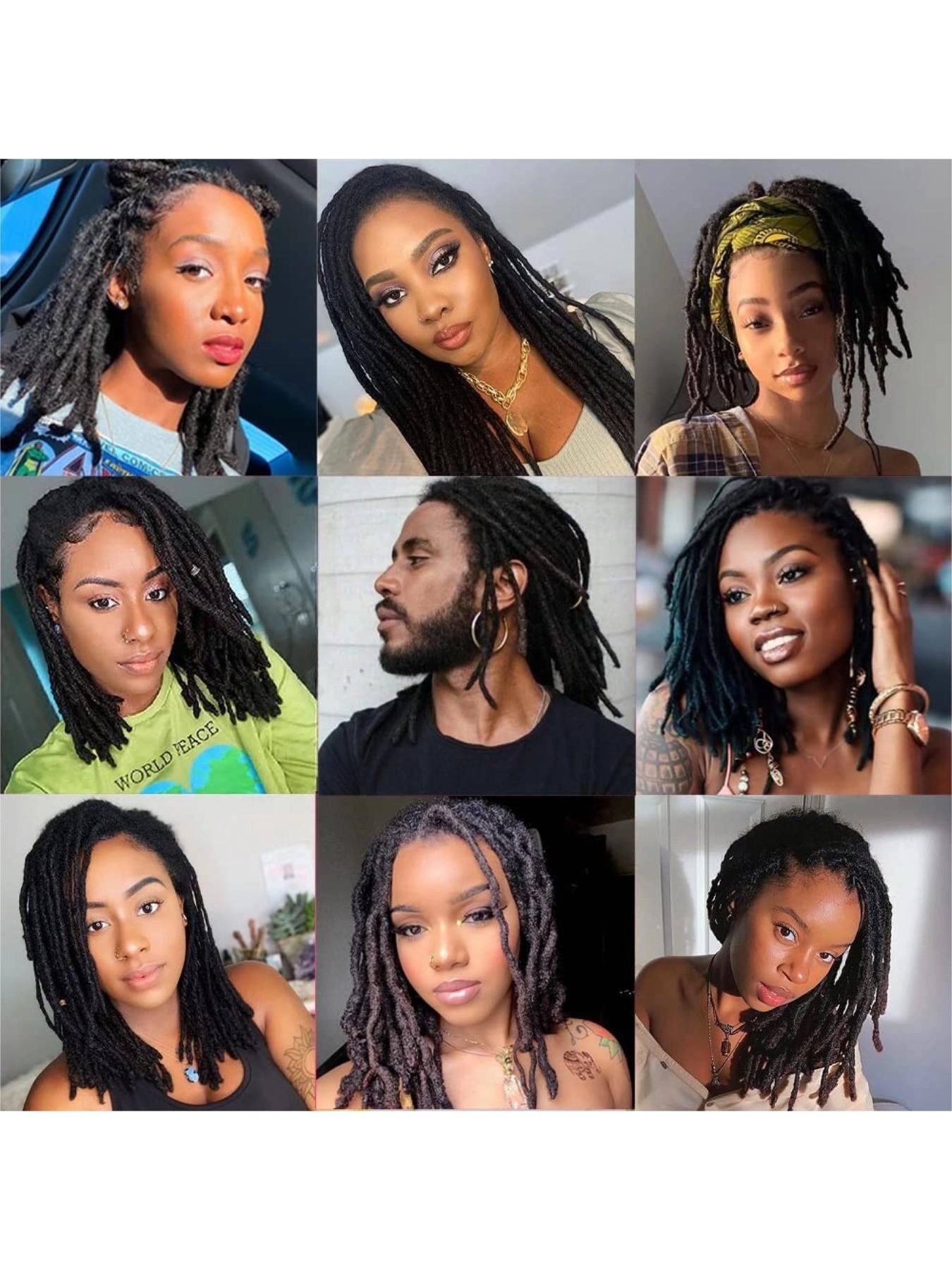 Human Hair Dreadlock Extensions Full Handmade Dreads Extensions Loc Extensions for Women/Men Can Be Dyed Curled Bleached (4-16 Inch 0.6cm 10-100 Strands)