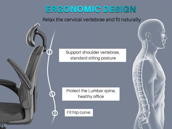 Ergonomic Office Chair, High Back Comfy Mesh Desk Chair with Wheels Adjustable Lumbar Support
