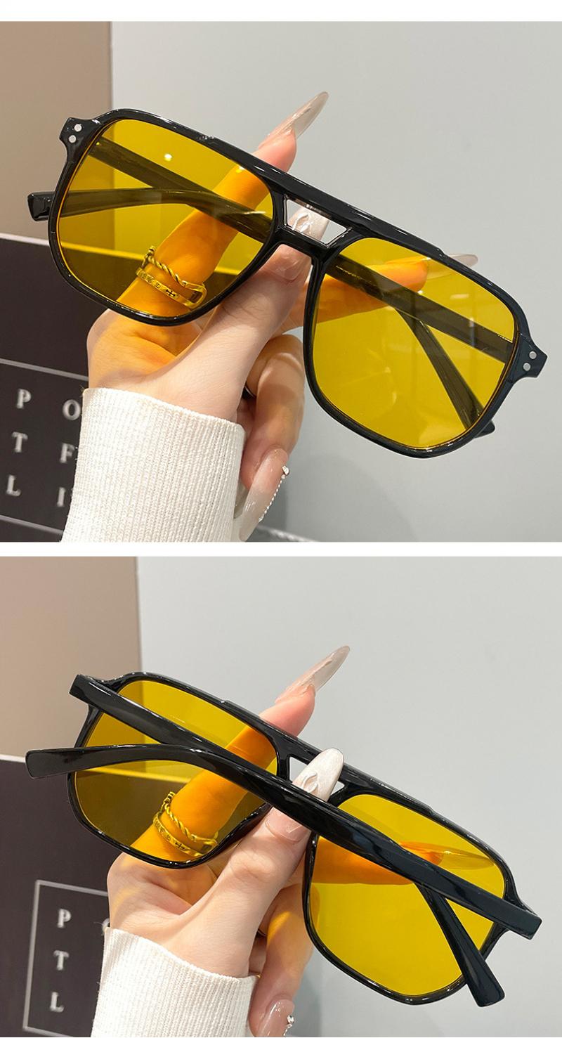 Square double-bridge fashion sunglasses for men and women, trendy street style, UV protection driving glasses, suitable for daily wear, outdoor activities, and blue light protection