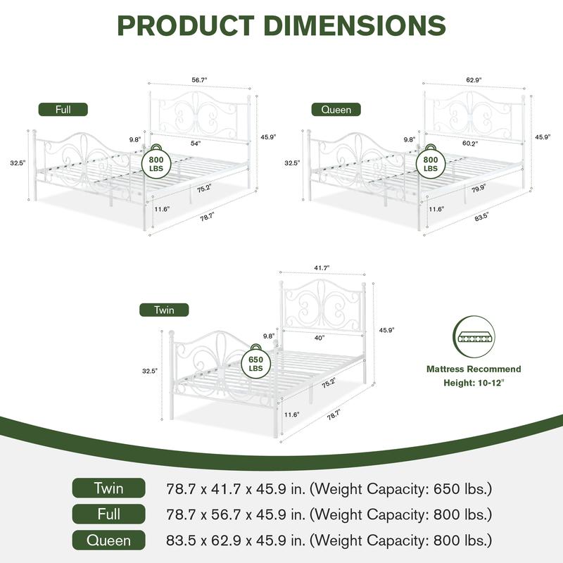 MUTICOR Twin/ Full/ Queen Platform Bed Frame, 【Frame Only No Mattress】Metal Bed Frame with Butterfly Pattern Design Headboard & Footboard, No Box Spring Needed, #TikTokShopBlackFriday #ChristmasGifts