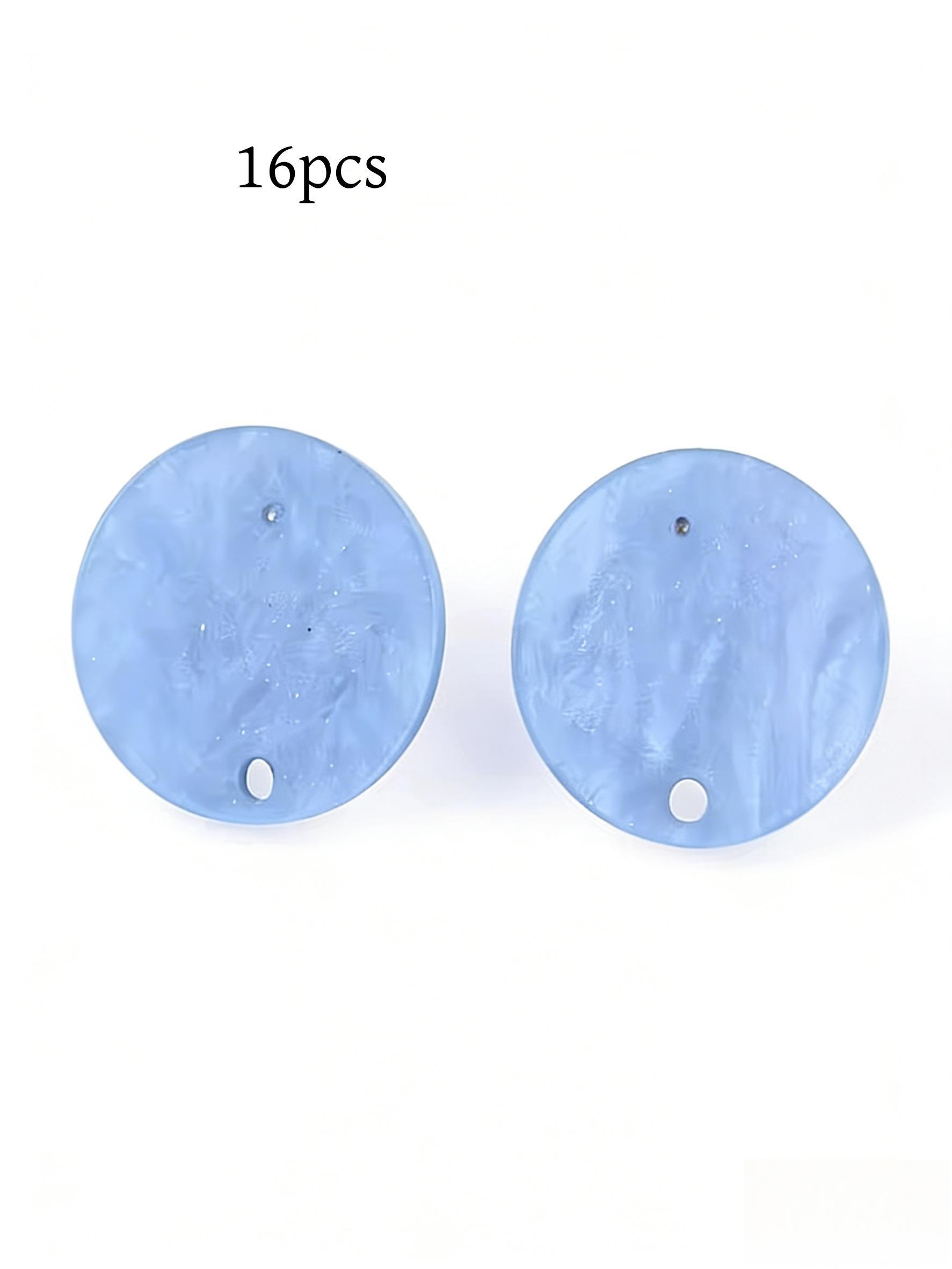 16pcs Luxury Acrylic Earrings DIY Kit, Round Pearl Effect Mixed Colors, Includes Plastic Spiral Caps, Stainless Steel Studs, Perfect Gift