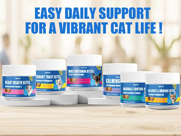 Just Try All-in-One Cat Vitamin Bites for Overall Health Support - Cat Multivitamin with Taurine, L Lysine, Fish Oil for Immune, Heart, Vision & Skin Health - Delicious Soft Chews for Indoor Cats & Kittens