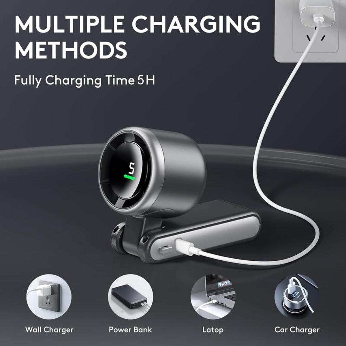 Portable Handheld Mini Turbo Fan USB Rechargeable Travel Neck Fan with 5 Speeds 3600mAh Battery & 15000 RPM Speed Up to 8 Working Hours 3 in 1 Foldable Personal Cooling Fan for Travel Home Black Pink