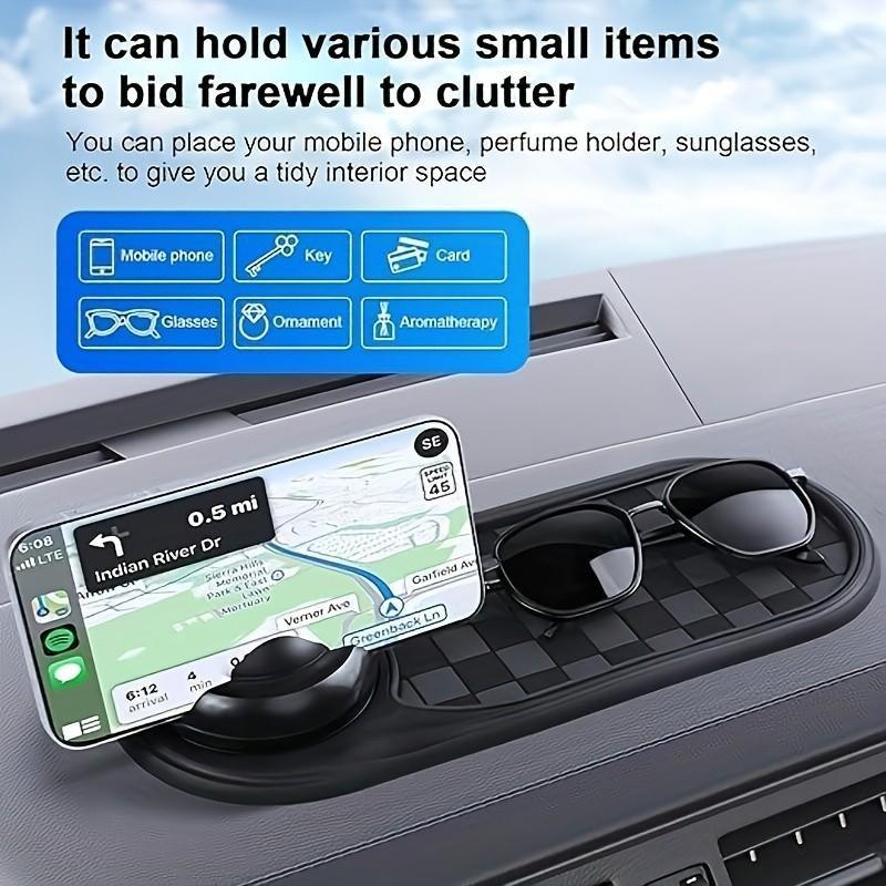 New Multi-Functional Car Non-Slip Mat, Temporary Parking Number Included, Universal Rotatable Car Phone Holder, Anti-Slip Dashboard Pad, Car Accessories Interior