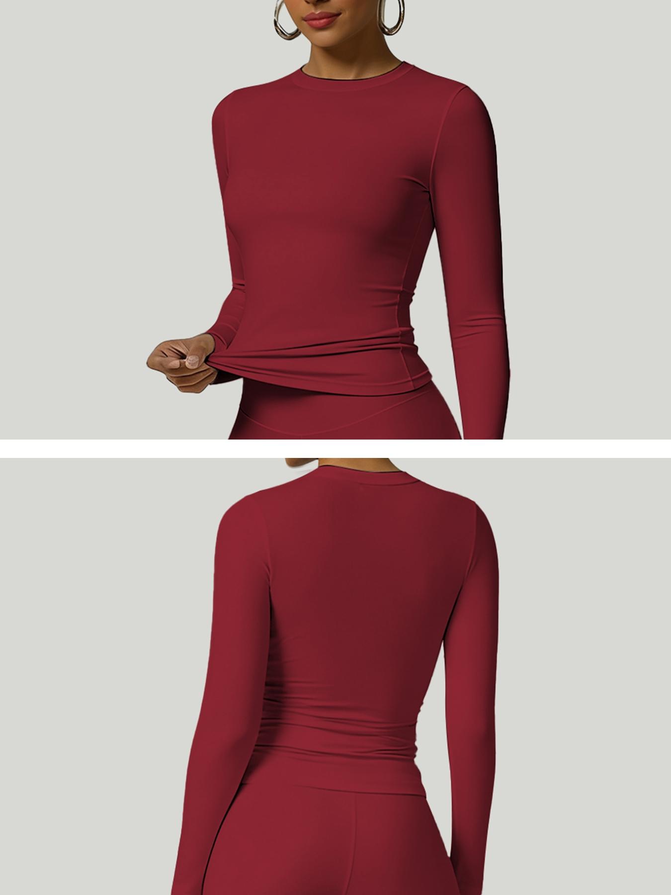 Women's Simple Solid Color Sportswear Set, Comfortable T-Shirt & Slimming High-Waisted Pants, Ideal for Fall & Winter Yoga Sports, Yoga Tracksuit Set