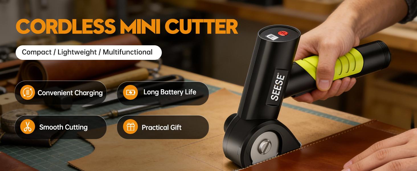 SEESE Cordless Rechargeable Electric Scissors – Portable Cutter for Fabric, Cardboard, Carpet & Leather Sewing Supplies Crafts Sewing Tools