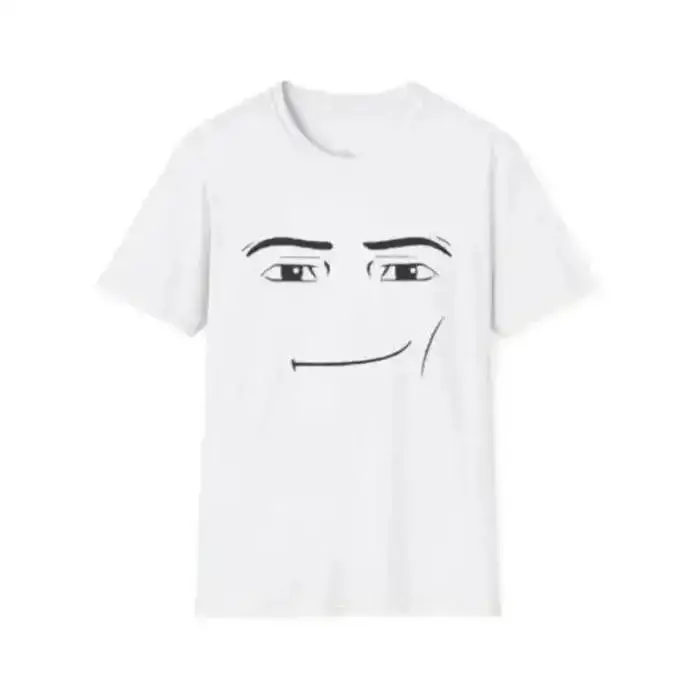 Roblox Minimalist Face Graphic T-Shirt Sarcastic Expression Tee Unisex Casual Streetwear Crewneck Short Sleeve Top For Men And Women Shortsleeve White Tshirt