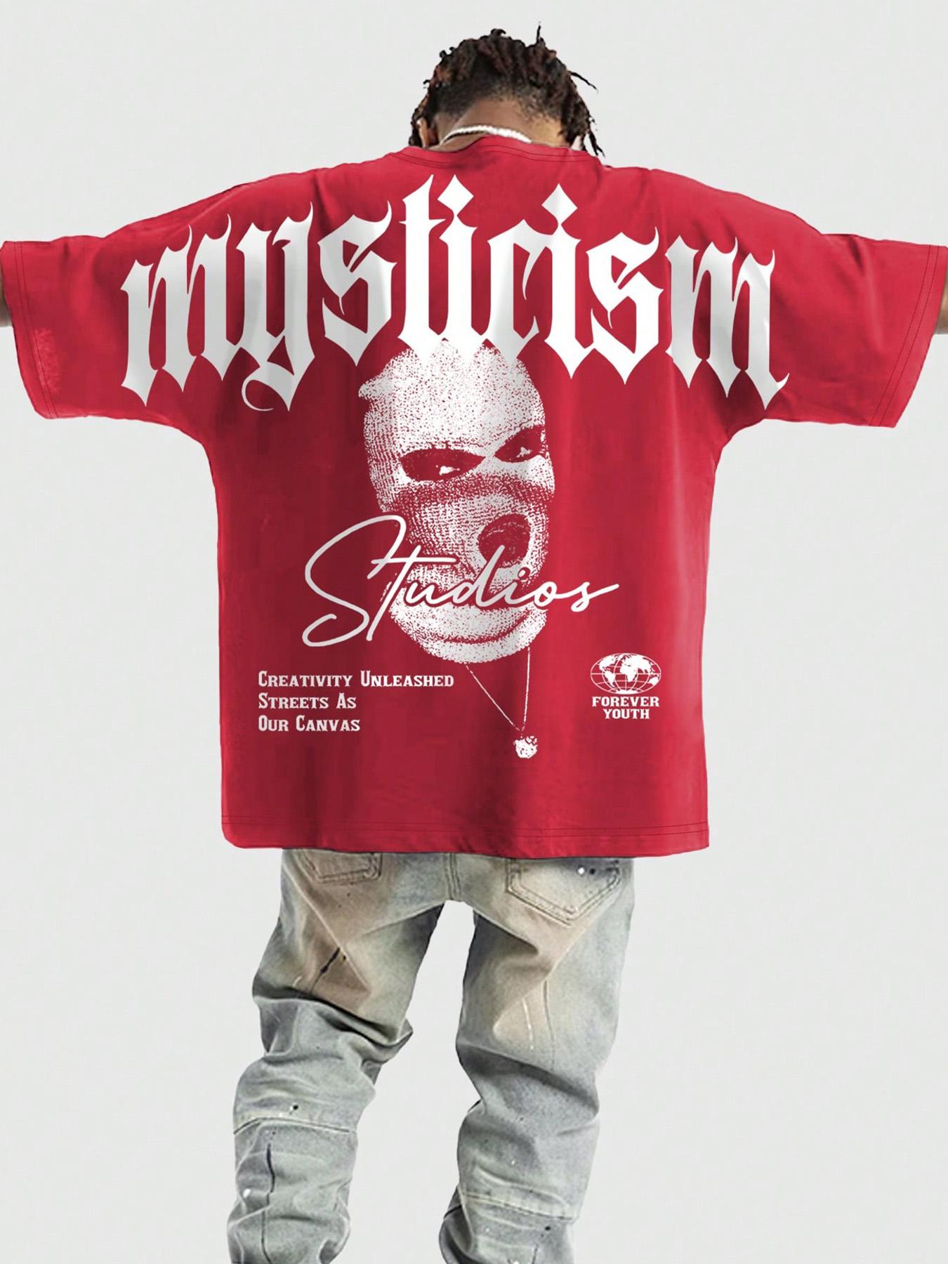 Men's Regular Fit Skeleton & Letter Print Round Neck Tee, Casual Short Sleeve Crew Neck T-Shirt for Summer, Fashion Men's Top for Daily Wear, Tropical