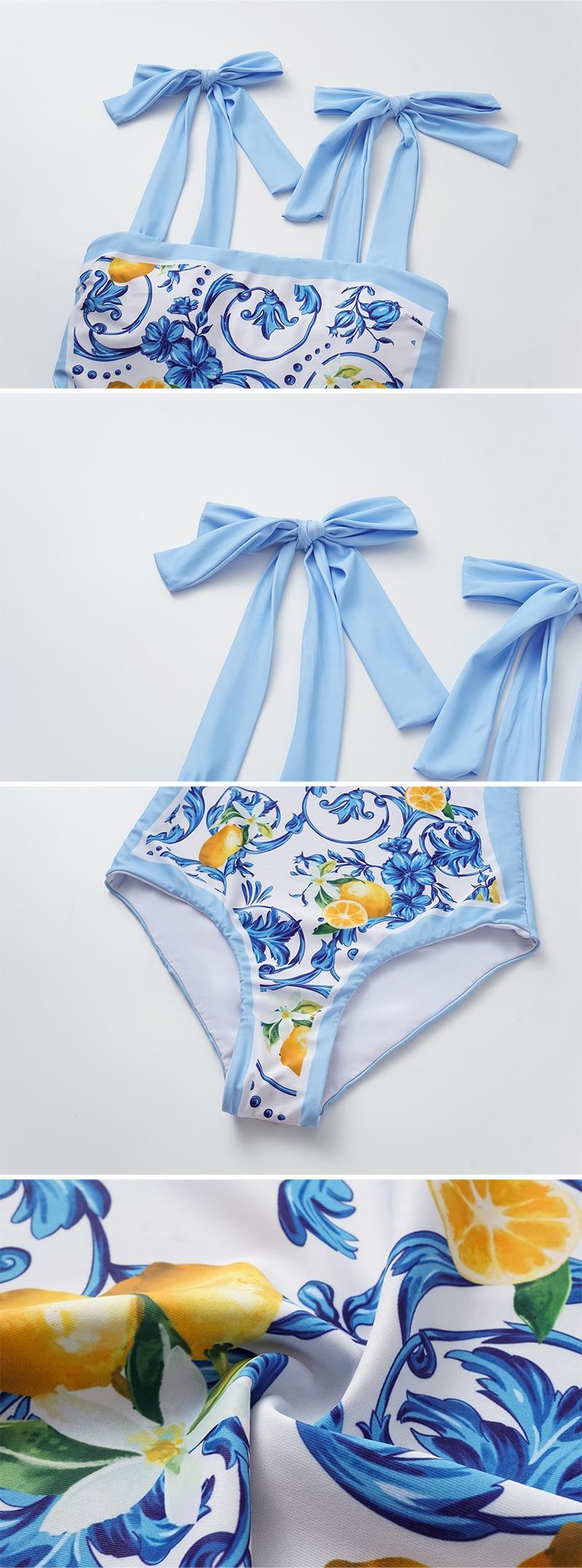 FLAXMAKER Women's Lemon Print Tie Shoulder One Piece women Swimsuit and Sarong Cover Skirt Set Swimdress Bathing Suit Stylish Beachwear #TikTokShopBlackFriday