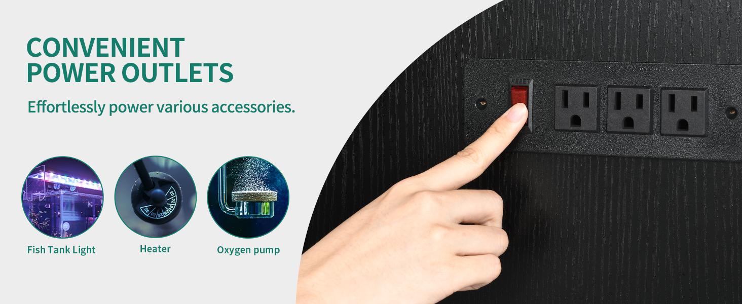 DWVO Heavy Duty Metal Aquarium Stand with Power Outlets, Cabinet for Fish Tank Accessories Storage - Suitable for 55-75 Gallon Fish Tank Stand, Turtle Tank, 860LBS Capacity, Black & White