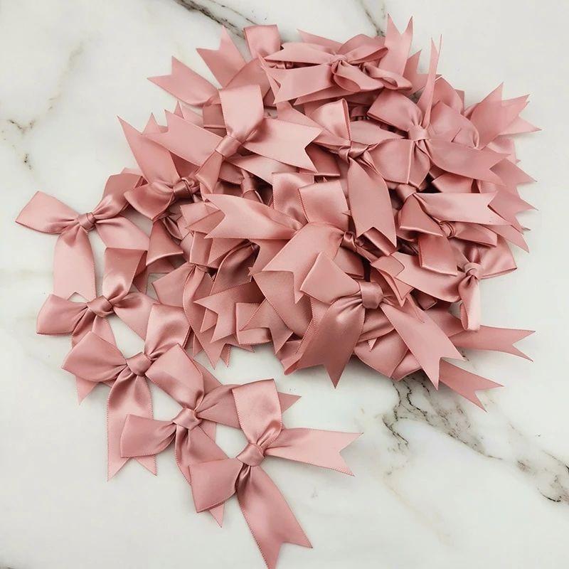 50pcs Christmas Tree Ribbon Bow, 8.5x8.5cm, 2.5cm Width, Holiday Decor, Floral Wreath & Gift Wrapping, Durable Material