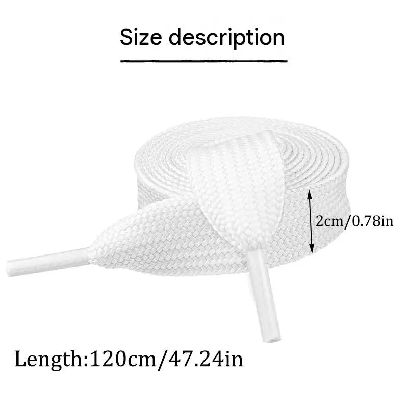 2-Pack Woven Synthetic Shoe Lace, 2cm Wide Durable Replacement Strings, Daily Wear Accessory for Canvas, Casual Shoes & Sneakers, Shoe Strings For Sneakers