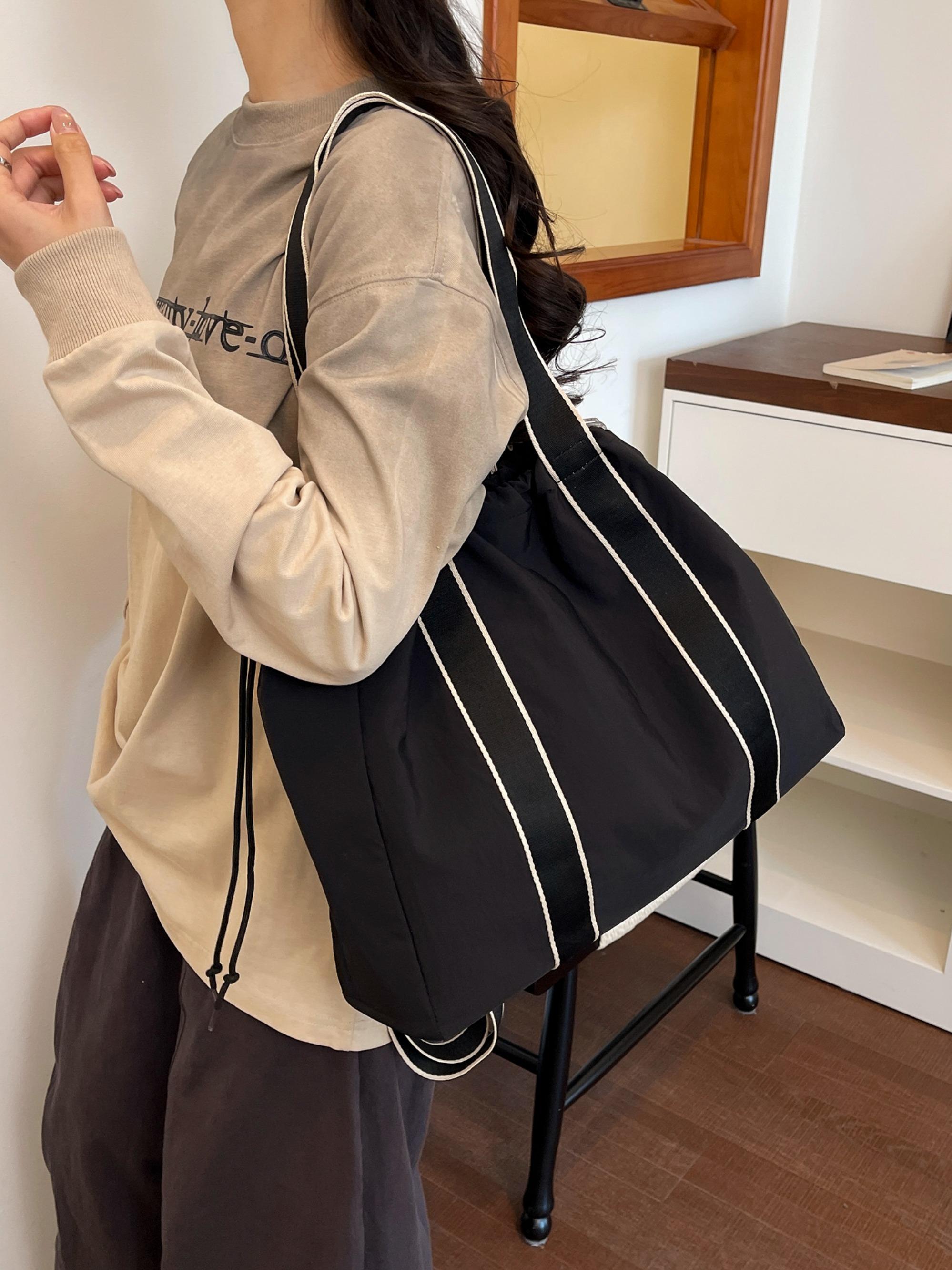 Minimalist Nylon Crossbody Bag, Adjustable Drawstring Closure, Versatile Shoulder & Handbag, Unisex Design, Daily Commute & Leisure