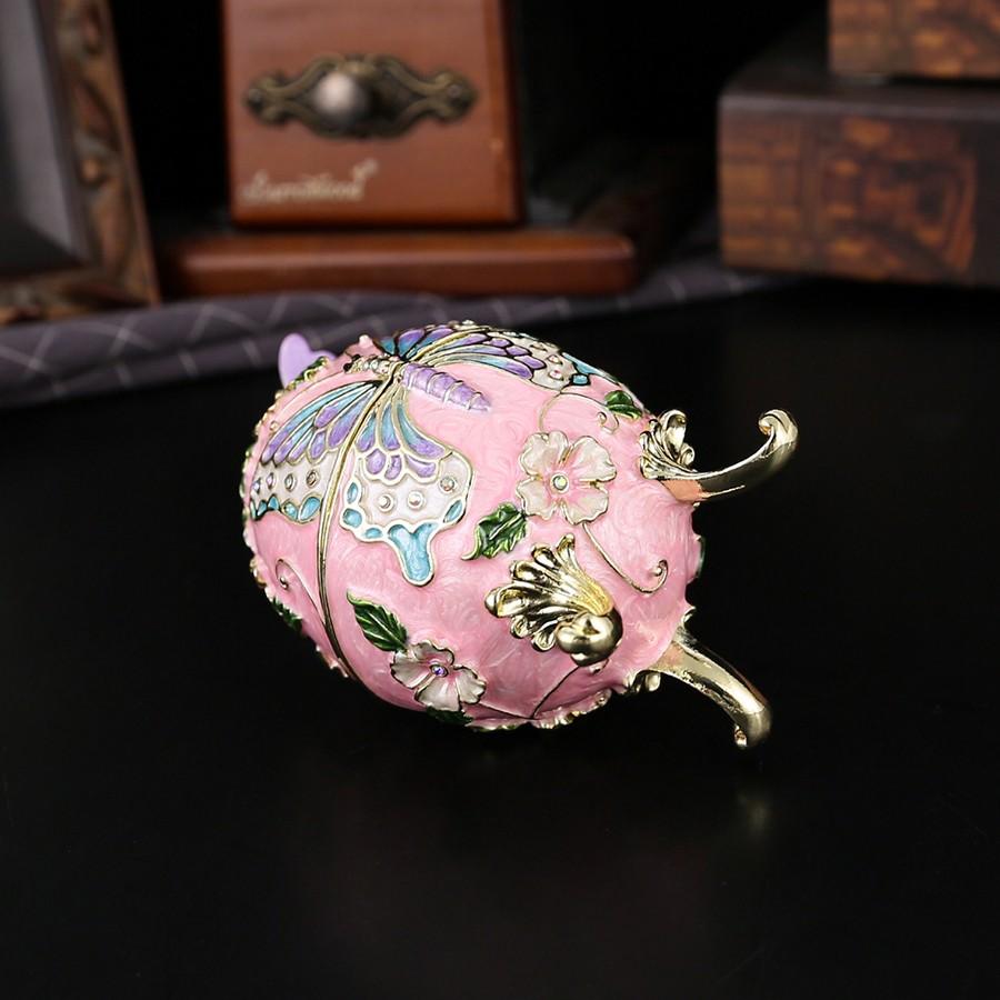 Charming Egg-Shaped Butterfly Jewelry Box, Elegant Metal Treasure Chest, Ideal for Souvenirs and Decor, Perfect Holiday Gift