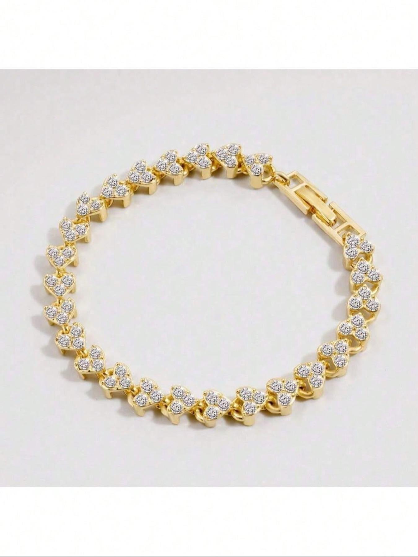 Roman Crystal Heart Rhinestone Bracelet Set, Elegant Design, Comfortable Fit, Perfect Gift for Sisters & Mothers, Ideal for Special Occasions, Exquisite Bracelet