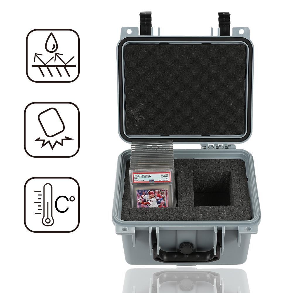 75+Graded Card Storage Box Deep Travel Size Waterproof Case Slab Protector Gray,2Row Graded Card Storage Box Travel Waterproof Case Slab Holder& Protector Grey,Card Organizer Protector Upgraded Version