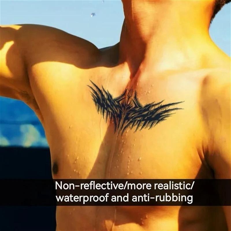 Demon Wings  Waterproof Tattoo Sticker Herbal Juice Semi-permanent Dark Neck Chest Fake Tattoo Art Lasting for Men Women