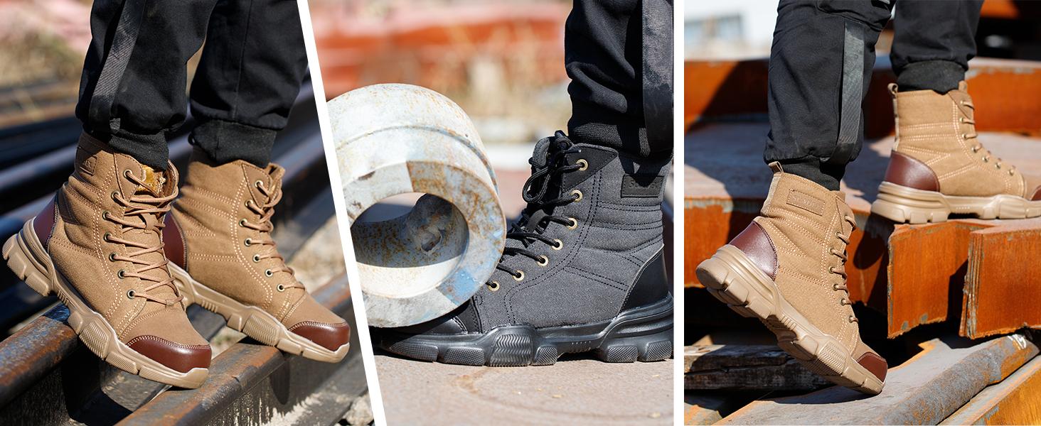 SUADEX Steel Toe Boots Military Safety Boots Lightweight Breathable Work Boots Closed Boy