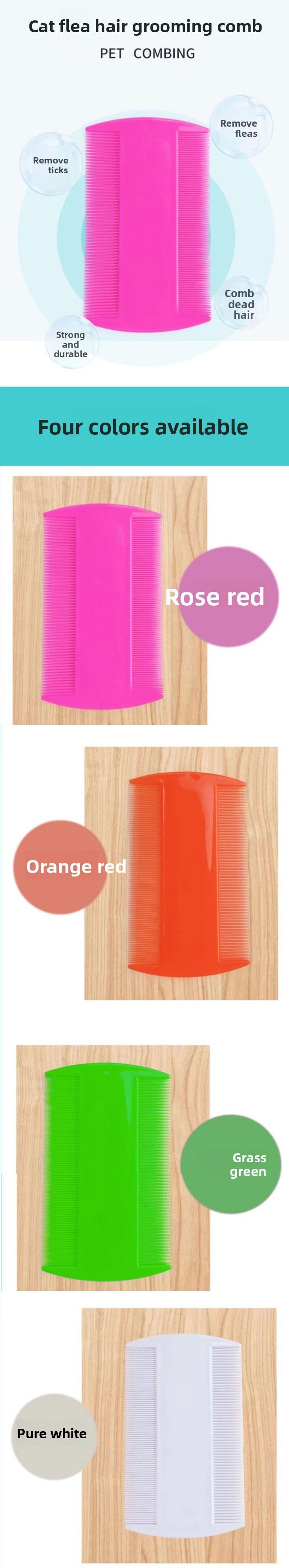 4-Piece Anti-Cavity Pet Combs, Dense Tooth Design, Plastic Material, Perfect for Dog & Cat Grooming, Lice Removal Tool