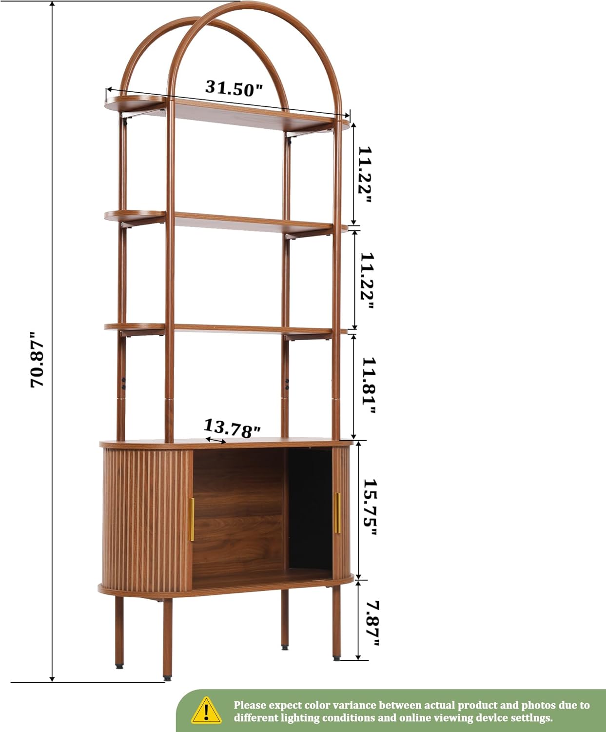 Giratree 71" Tall Fluted Arched Bookshelf with Sliding Tambour Doors, Mid Century Modern Curved Bookshelf Cabinet with Storage, 4-Tier Open Display Storage Shelf for Home Office, Living Room Giratree 71" Tall Fluted Arched Bookshelf with Sliding Tambour Doors, Mid Century Modern Curved Bookshelf Cabinet with Storage, 4-Tier Open Display Storage Shelf for Home Office, Living Room