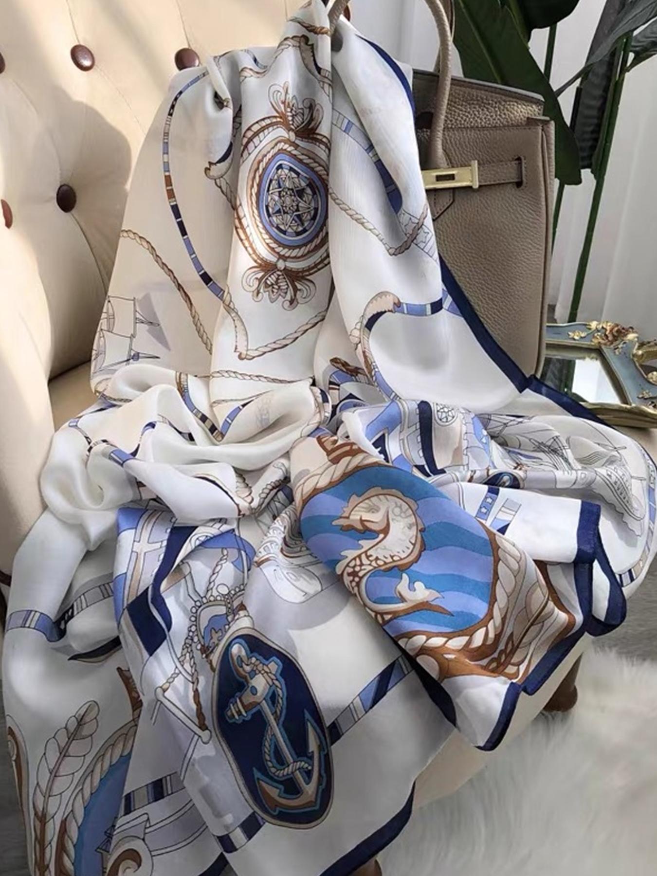 Luxury Brand Women Scarf, Summer Silk Shawl, Paisley Pattern, Loose-Fitting, Casual Style, All Seasons, Soft Echarpe, Beach Stole, Muffler