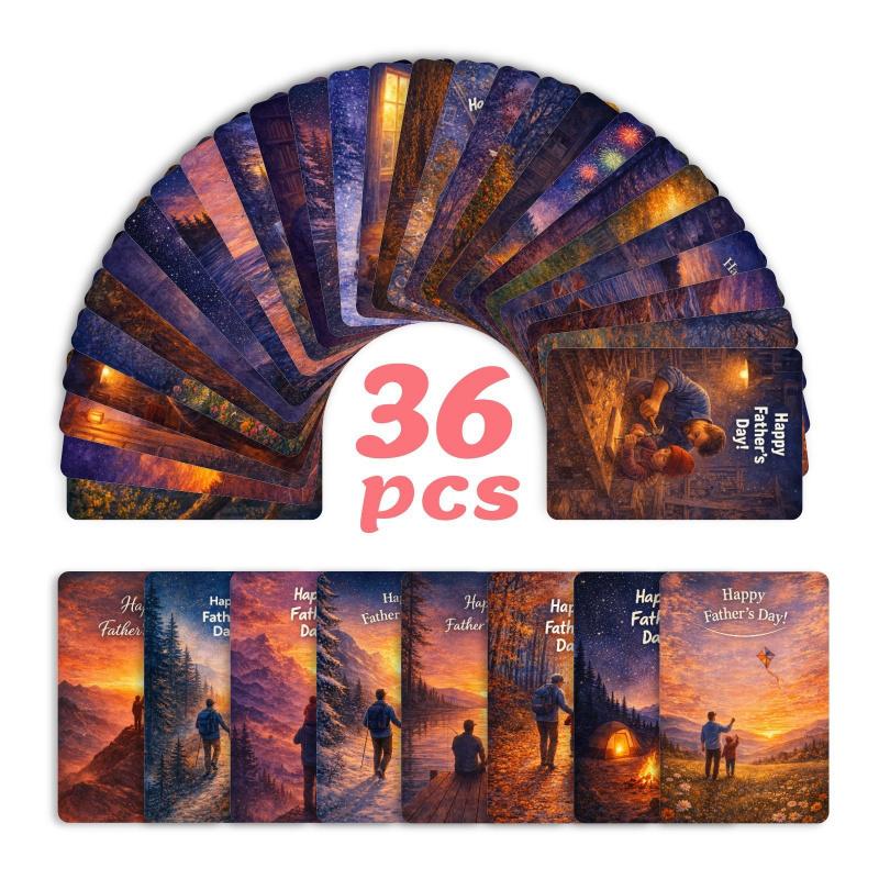 36-sheet Father's Day Card Set, Memorial Cards, Thank You Greeting Cards, Holiday Gift, Festival Postcards, Perfect for Dad