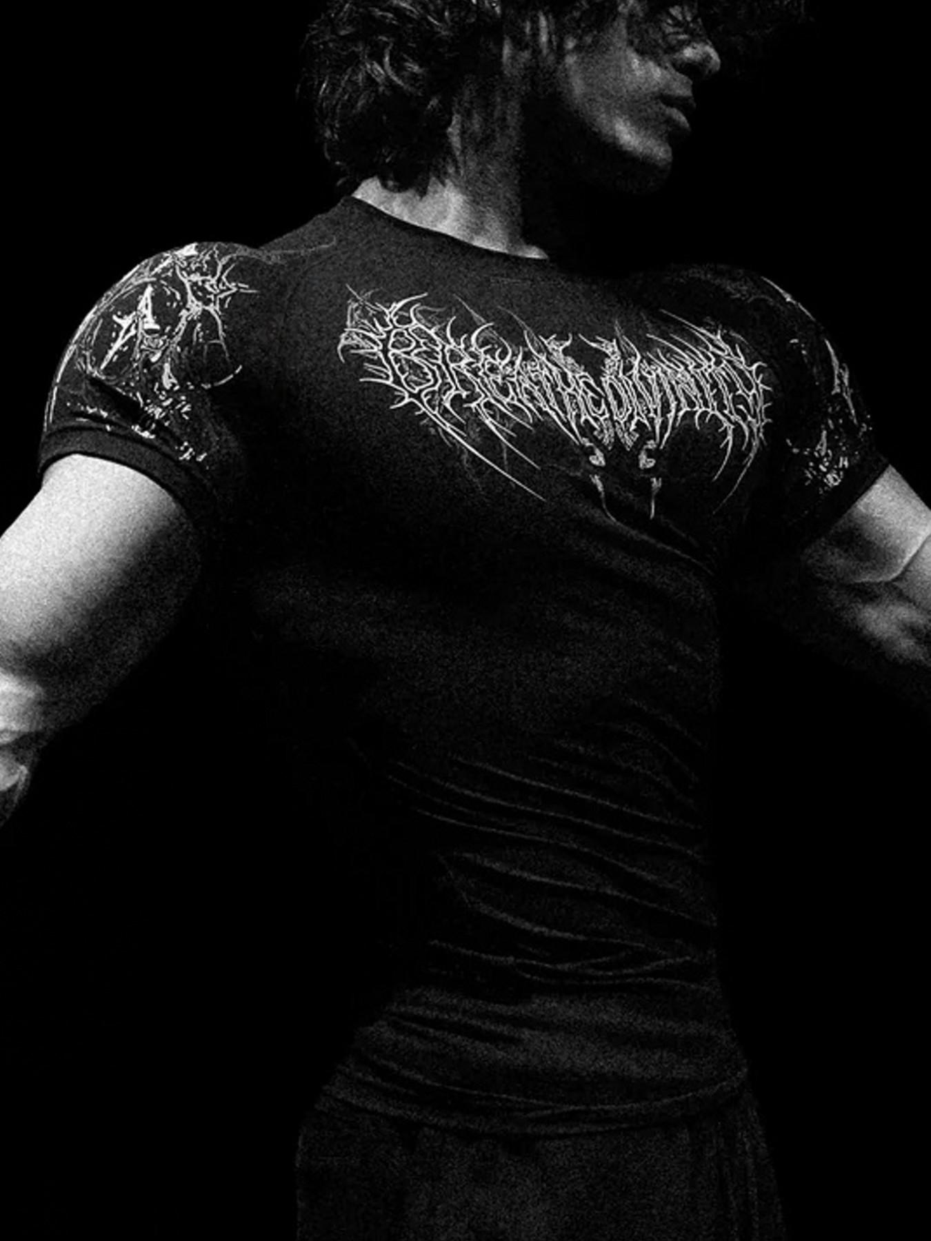 Men's Sporty Short Sleeve T-Shirt, All over Print, Slim-Fitting, Quick-Dry, Ideal for Gym, Running, Streetwear, Casual Daily Wear
