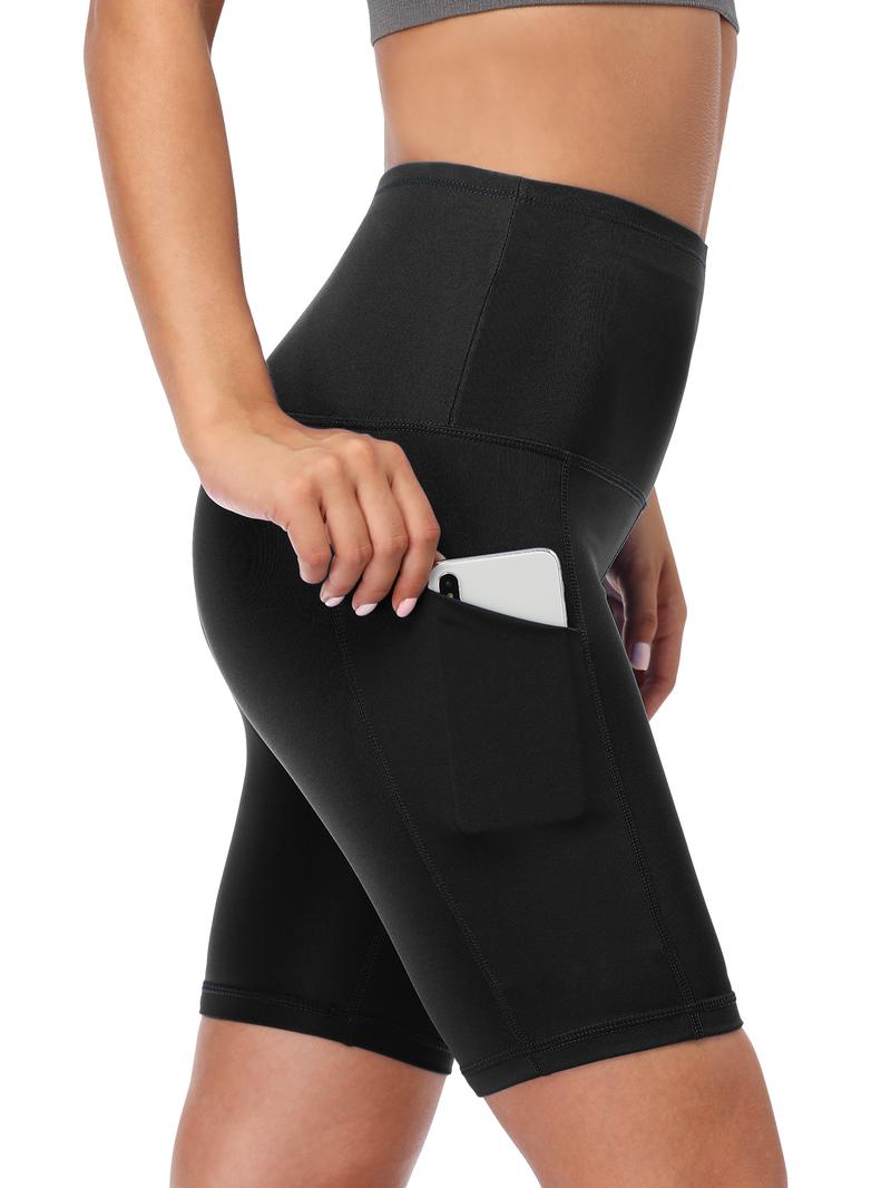 CADMUS Outdoorfun Pack of 3 Women's High Waist Spandex Yoga Shorts for Bike Running Two Side Pockets