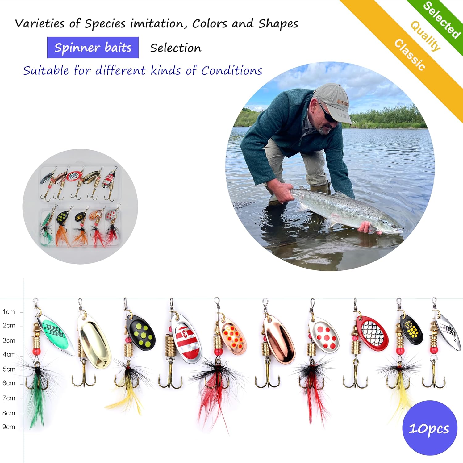 10/30pcs Fishing Lure Spinnerbait with Feathered Treble Hooks Rooster Tail Fishing Lures Spoon Lures for Bass Salmon Trout Spinner Baits with Tackle Box 10/30pcs Fishing Lure Spinnerbait with Feathered Treble Hooks Rooster Tail Fishing Lures Spoon Lures for Bass Salmon Trout Spinner Baits with Tackle Box
