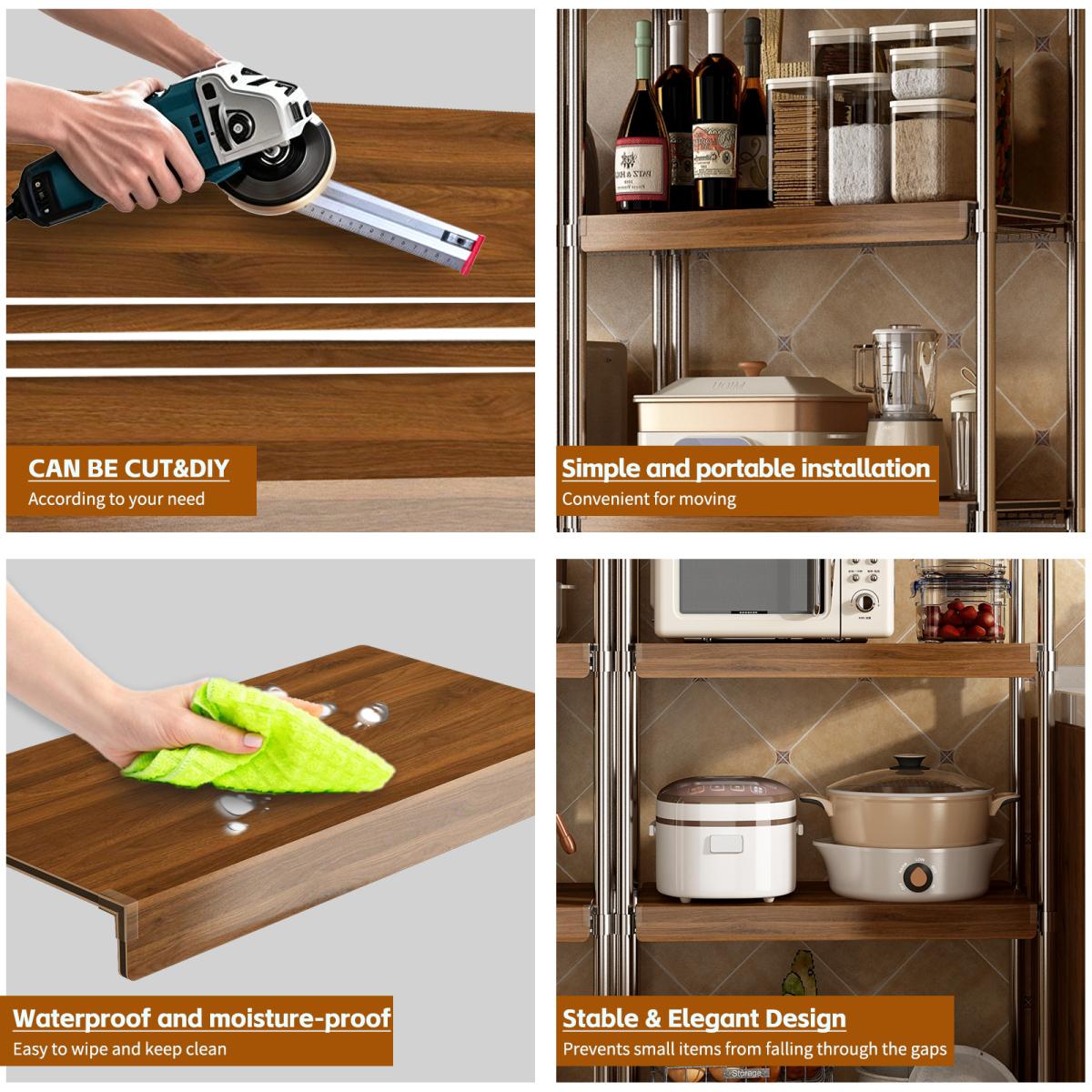 (24 INCH) 5 Pcs Wire Shelf Covers, Foamed PVC Wire Rack Covers for Removable Closet (Not Wood), Pantry Shelves for Cabinet Bathroom Kitchen Shelving Decoration ( WALNUT Color )