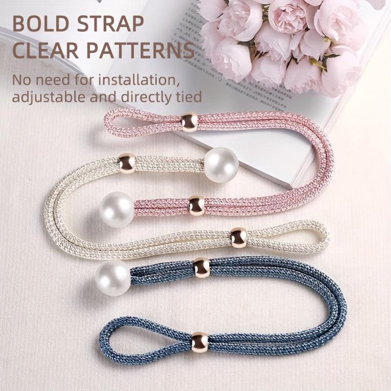 Elegant Faux Pearl Decor Curtain Tieback, 2 Counts Adjustable Rope Holdback, Chic Curtain Accessories for Home Decor, Interior Decoration Accessories