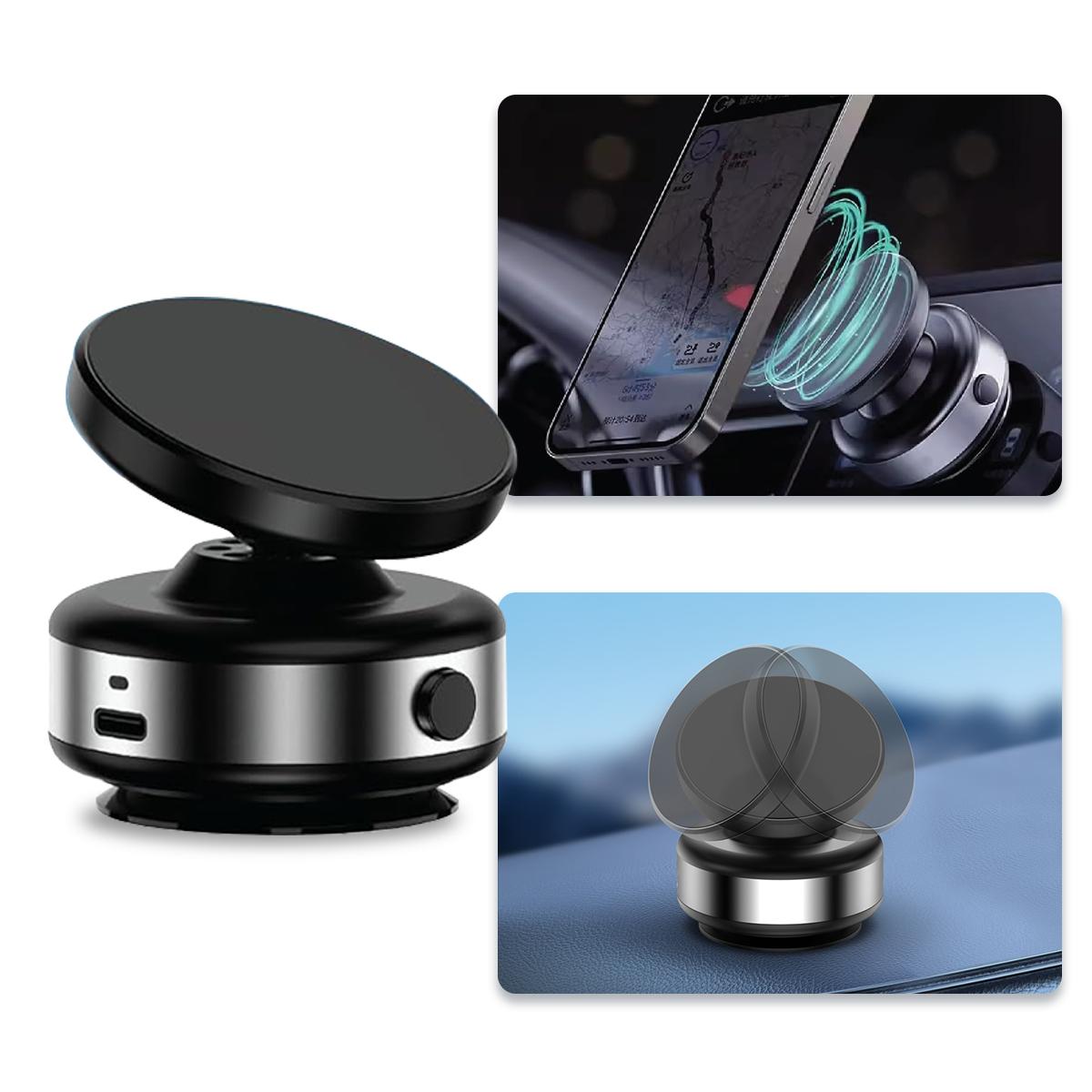 360° Rotatable Magnetic Car Phone Holder, Car Navigation Holder,Vacuum Glass Mirror Adsorption Magnetic Suction Cup Car Phone Mount,Car Mount One-Click Disassembly for Glass, Screens, Wall Tiles, Most Surfaces (Black/Silver), Christmas Gift
