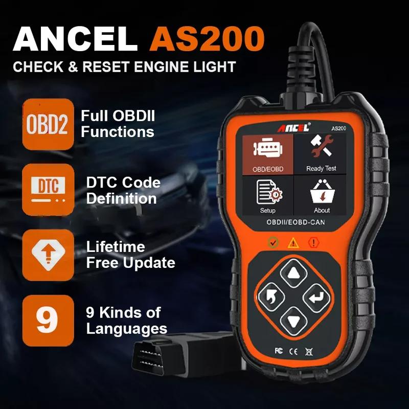 ANCEL AS200 Car OBD2 Scanner Check Engine Fault Automotive Diagnostic Tool Professional Code Reader Vehicle ANCEL AS200 Car OBD2 Scanner Check Engine Fault Automotive Diagnostic Tool Professional Code Reader Vehicle