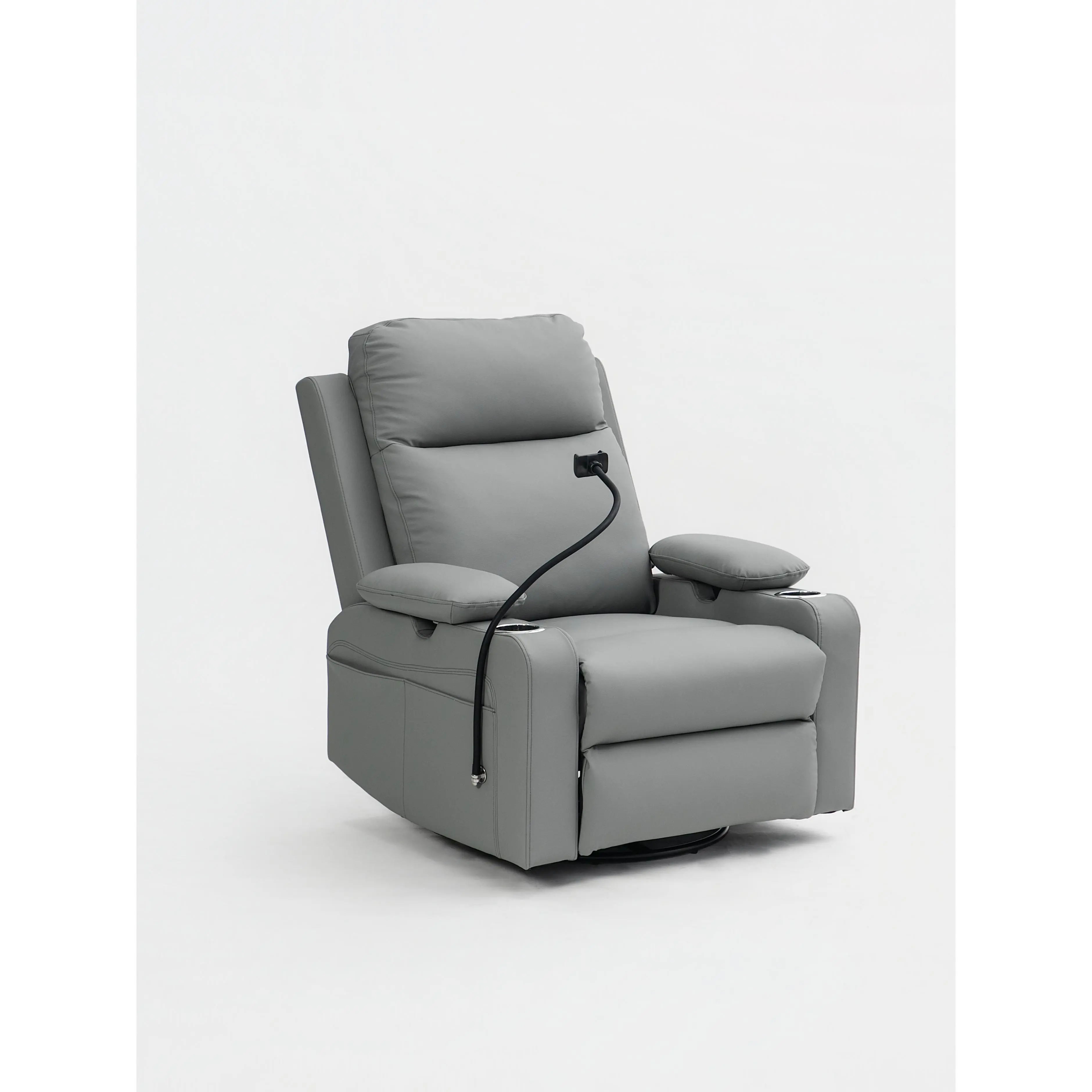 ARCH Power Rocking Chair for Nursery with Adjustable Armrests & Headrest, Swivel Glider Recliner with Electric Lumbar Support, Nursing Chair for Breastfeeding, USB & Cup Holder, Dark Gray Chenille, 39Wx34Dx41H in, Dark Gray Color Options