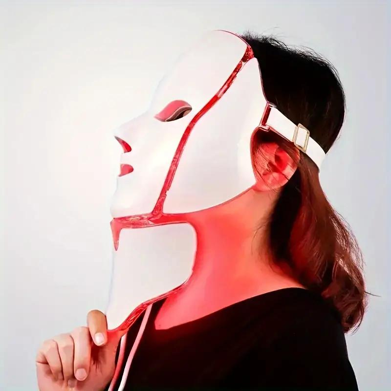 Facial Mask for Skin Care 7 Features Color Unscented Lithium Battery Facial and Neck Care Tools Radiant Glow Ideal Beauty Gift for Women White Comfort