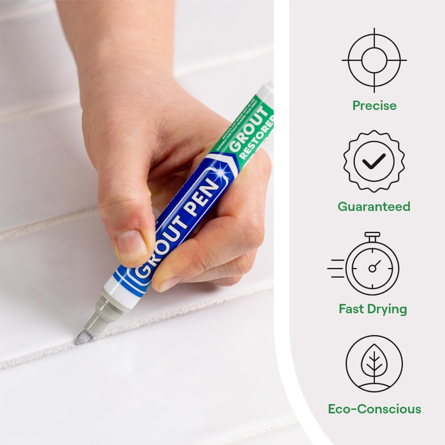 Grout Pen Light Grey Tile  Marker:  Grout , Tile Grout Colorant and Sealer Pen - Light Grey, Wide 15mm Tip (20mL)